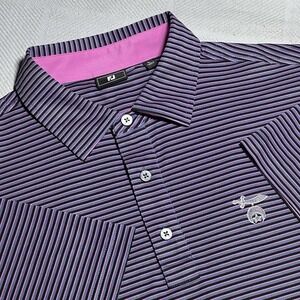 FootJoy FJ Golf Polo Shirt Mens Size Large Stripe Performance Logan Shrine Club